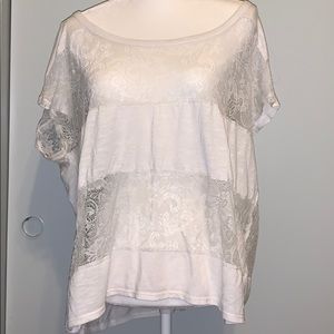 Torrid 2x White Lace Block Tee